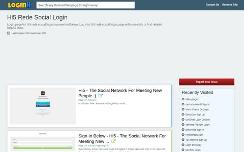 Hi5 Rede Social Login - Loginii.com