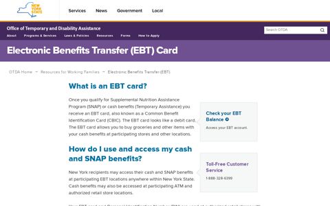 Electronic Benefits Transfer (EBT) | OTDA