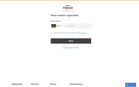 User Registration - Kilimall Kenya