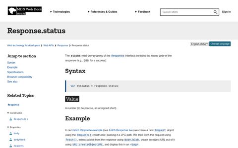 Response.status - Web APIs | MDN