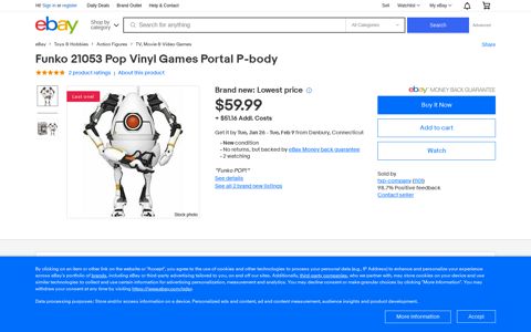 Funko 21053 Pop Vinyl Games Portal P-body for sale online ...