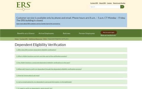 Dependent Eligibility Verification | ERS
