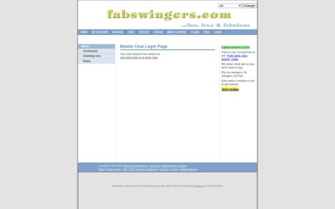 Mobile Chat Login Page - Fabswingers