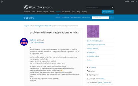 problem with user registration's entries | WordPress.org