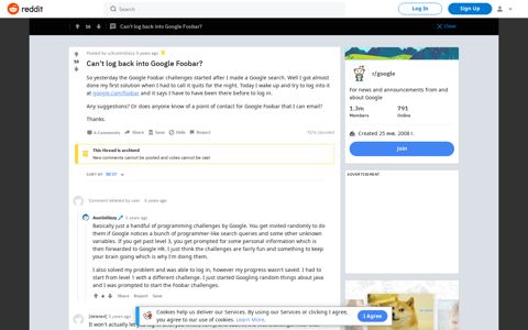 Can't log back into Google Foobar? : google - Reddit