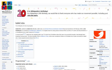 kabel eins - Wikipedia