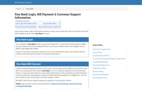 Fms Bank Login, Bill Payment & Customer Support Information