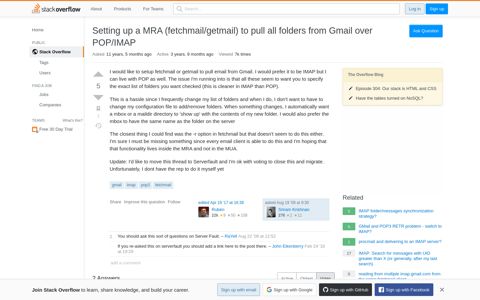 Setting up a MRA (fetchmail/getmail) to pull all folders from ...