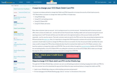 4 ways to change your ICICI Bank Debit Card PIN - BankBazaar