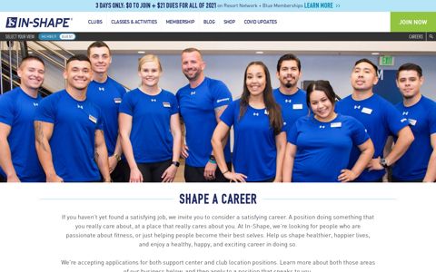 Careers - Join the In-Shape Team - In-Shape Health Clubs