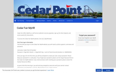 Cedar Fair MyHR - Cedar Point Associate Life Portal