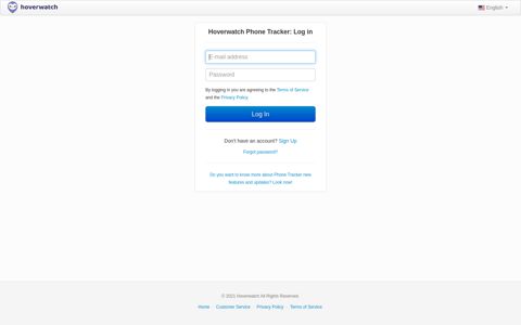 Phone Tracker · Log in · Hoverwatch