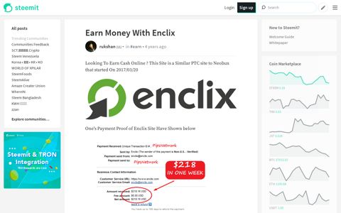 Earn Money With Enclix — Steemit