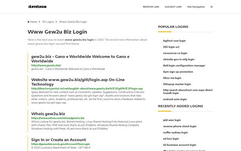 Www Gew2u Biz Login ❤️ One Click Access - iLoveLogin