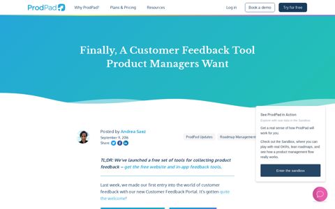 Free Website & App Feedback Tools | ProdPad