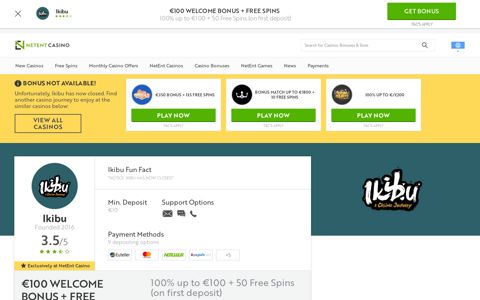 Ikibu Casino Review | €100 Welcome Bonus + Free Spins