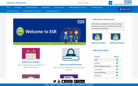Home - ESR Hub - NHS Electronic Staff Record