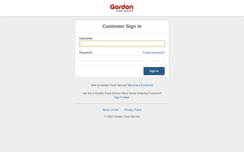 Ordering - Customer Sign In - Gordon Food Service