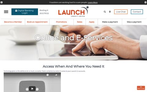 Online & eServices At Launch Credit Union