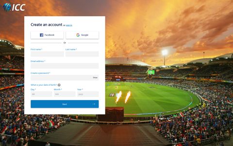 Create an account or sign in - ICC Cricket
