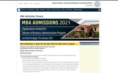 MBA Admission Process - IIT Kanpur