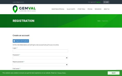 Gemval. Registration