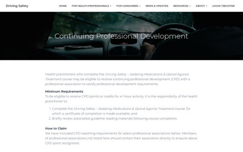 Continuing Professional Development – Driving Safety