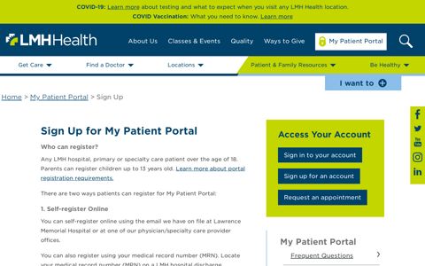 Sign Up for My Patient Portal - Lawrence Memorial Hospital