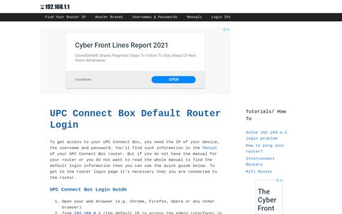 UPC Connect Box - Default login IP, default username ...