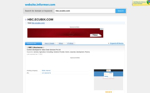 hbc.ecubix.com at WI. :: HBC Lifesciences :: - Website Informer