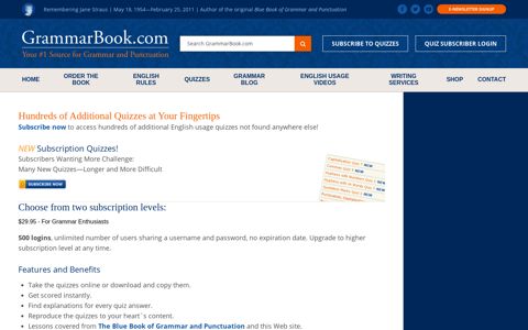 Membership Privileges - GrammarBook - Blue Book of Grammar