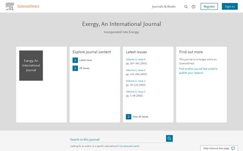 Exergy, An International Journal | ScienceDirect.com by Elsevier