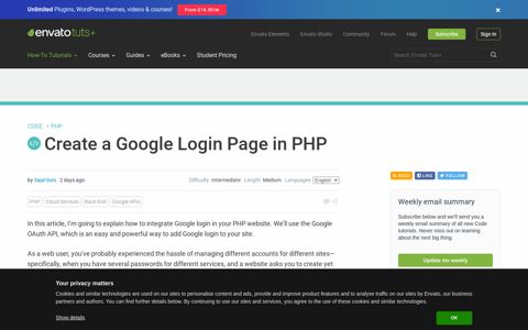 Create a Google Login Page in PHP - Code Tuts - Envato Tuts+