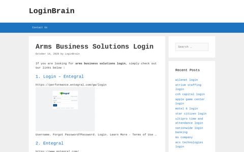 Arms Business Solutions - Login - Entegral - LoginBrain