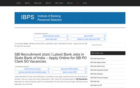 SBI Recruitment 2020 - SBI PO, clerk jobs Apply sbi online ...