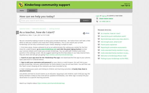 As a teacher, how do I start? : Kinderloop community support