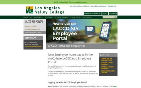 Employee Portal Help: Los Angeles Valley College