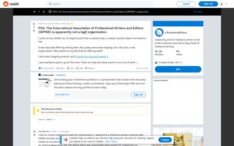 PSA: The International Association of Professional Writers and ...