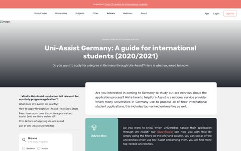 Uni-Assist: A guide for international students (2020/2021)
