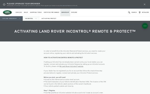 Activate InControl® Remote & Protect™ | Land Rover USA