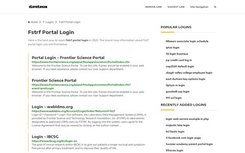 Fstrf Portal Login ❤️ One Click Access