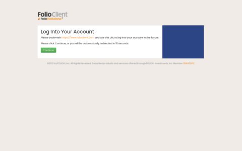Log Into Your Account - Folio Client