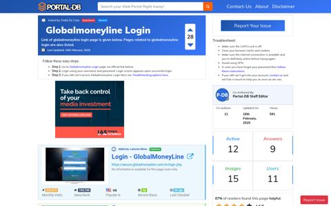 Globalmoneyline Login - Portal-DB.live