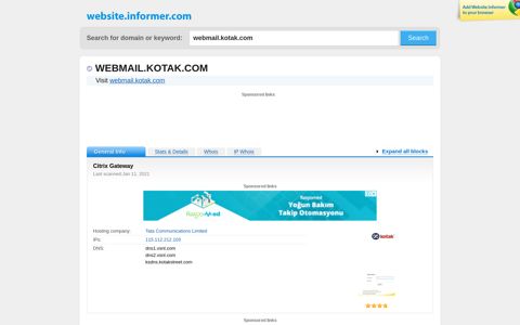 webmail.kotak.com at WI. Citrix Gateway - Website Informer