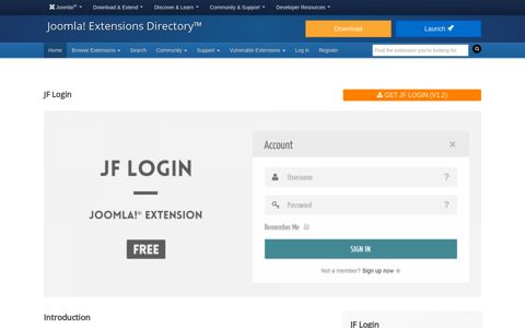 JF Login, by JoomForest.com - Joomla Extension Directory