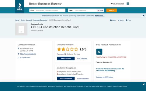 LINECO Construction Benefit Fund | Better Business Bureau ...