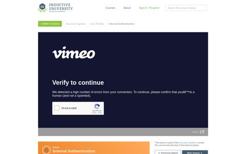 Internal Authentication - User Profiles - Inductive University