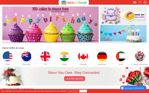 1800GiftPortal: Send Gifts, Cakes, Flowers to USA, UK, India