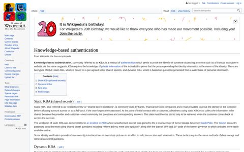 Knowledge-based authentication - Wikipedia