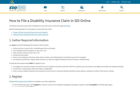 How to File a Disability Insurance Claim in SDI Online - EDD